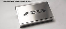 Load image into Gallery viewer, 2016-2021 CAMARO RS - FUSE BOX COVER POLISHED W/BRUSHED RS TOP PLATE | STAINLESS STEEL, CHOOSE INLAY COLOR
