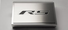 Load image into Gallery viewer, 2016-2021 CAMARO RS - FUSE BOX COVER POLISHED W/BRUSHED RS TOP PLATE | STAINLESS STEEL, CHOOSE INLAY COLOR
