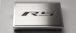 2016-2021 CAMARO RS - FUSE BOX COVER POLISHED W/BRUSHED RS TOP PLATE | STAINLESS STEEL, CHOOSE INLAY COLOR