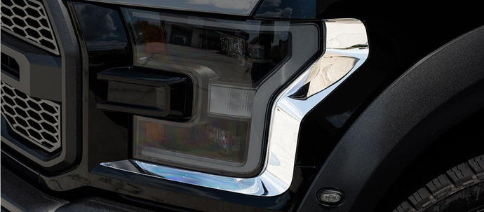 2017-2018 FORD RAPTOR - HEADLIGHT TRIM | STAINLESS STEEL, CHOOSE FINISH | Polished