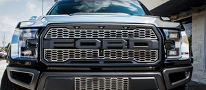 2017-2018 FORD RAPTOR - UPPER GRILLE OVERLAYS | PREMIUM STAINLESS STEEL, CHOOSE FINISH | Polished