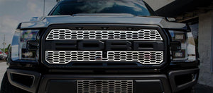 2017-2018 FORD RAPTOR - UPPER GRILLE OVERLAYS | PREMIUM STAINLESS STEEL, CHOOSE FINISH | Polished