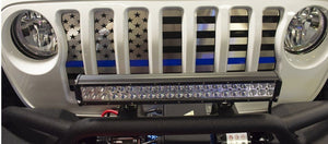 2018-2023 JEEP WRANGLER JL - FRONT GRILLE AMERICAN FLAG | BRUSHED STAINLESS, CHOOSE LINE COLOR