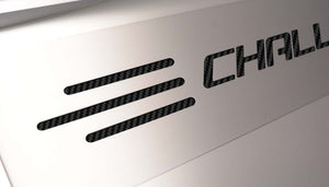 2008-2023 CHALLENGER SRT8 6.1L - FUEL RAIL COVERS W/AFTERMARKET AIR INTAKE CHALLENGER LETTERING | STAINLESS STEEL, CHOOSE COLOR