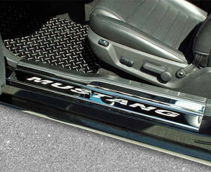 2005-2009 MUSTANG V6GT - DOOR SILLS ETCHED MUSTANG 4PC  POLISHED STAINLESS STEEL