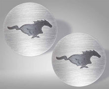 Load image into Gallery viewer, 2015-2020 MUSTANG - &#39;PONY&#39; CUP HOLDER ACCENT PLATES 2PC | BRUSHED STAINLESS STEEL
