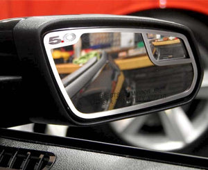 2011-2013 MUSTANG GT - SIDE VIEW MIRROR TRIM '5.0' STYLE 2PC | BRUSHED STAINLESS STEEL