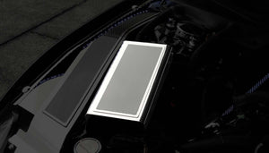 2015-2020 MUSTANG - FUSE BOX COVER POLISHED STAINLESS W/CARBON FIBER TOP PLATE