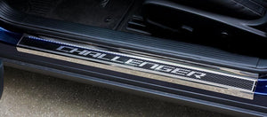 2008-2023 CHALLENGER - CARBON FIBER DOOR SILLS W/POLISHED CHALLENGER INLAY | CARBON FIBER/STAINLESS, OPTIONAL LED | NO LED (PLAIN)