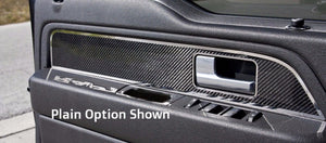 2009-2014 FORD RAPTOR/F-150 - CARBON FIBER FRONT DOOR PANEL INSERTS 2PC | CHOOSE RAPTOR LETTERING OR PLAIN | Raptor Lettering