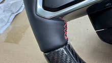 Load image into Gallery viewer, Corvette C8 Z06 OEM GM Carbon Fiber Steering Wheel Interior Leather or Suede Mircofiber with Red Stitching and Center Stripe
