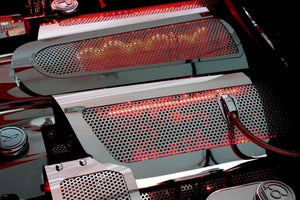 2008-2013 C6/GS CORVETTE - ILLUMINATED FUEL RAIL COVERS REPLACEMENT STYLE 2PC | PERFORATED STAINLESS, CHOOSE LED COLOR | FUEL RAIL COVERS WITH OIL FILL HOLE(NO DRY SUMP)