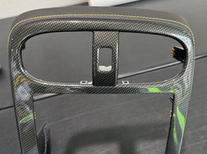 Corvette C6 Center Console Bezel with Yellow Stitching OEM GM Carbon Fiber Hydro Gunmetal NON F55