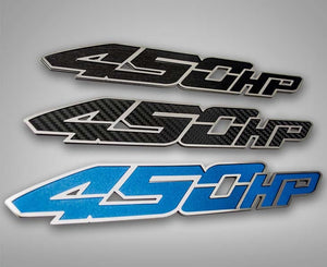 2017-2018 FORD RAPTOR - 450 HORSEPOWER CUSTOM EMBLEMS 2PC | 3 STYLE OPTIONS | with Black Carbon Fiber Vinyl