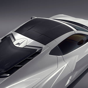 C8 Corvette Z06 | Roof Bow Panel | Visible Carbon Fiber | Arctic White Trim | Coupe
