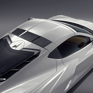 C8 Corvette Z06 | Roof Bow Panel | Visible Carbon Fiber | Arctic White Trim | Coupe