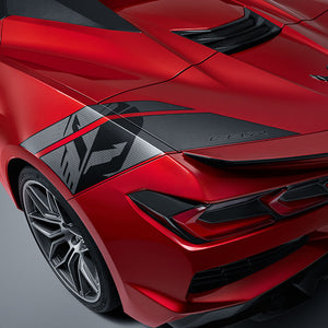 2024 2025 2026 C8 Corvette Z06 Rear Graphics Package Jake and C8.R Logos | Carbon Flash Metallic