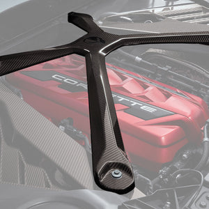 2024 2025 2026 C8 Corvette Z06 Visible Carbon Fiber Engine Cross Brace with Jake Logo Coupe