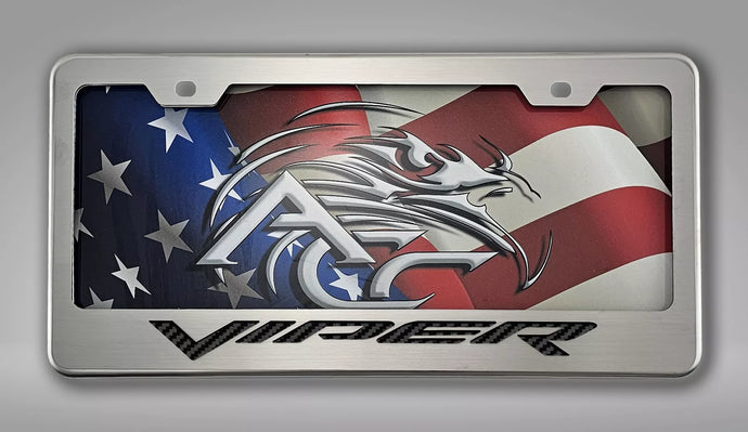 DODGE VIPER GEN 3-5 TAG FRAME STAINLESS STEEL VIPER FONT | CHOOSE INLAY