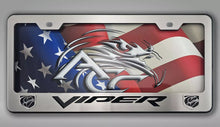 Load image into Gallery viewer, DODGE VIPER GEN 5 TAG FRAME VIPER FONT STRYKER LOGO BLACK POWDER COATED BASE| CHOOSE VIPER INLAY
