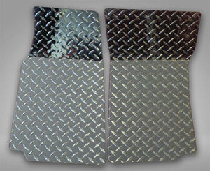 1968-1982 C3 CORVETTE FLOOR MATS 2PCS DIAMOND PLATE  POLISHED ALUMINUM