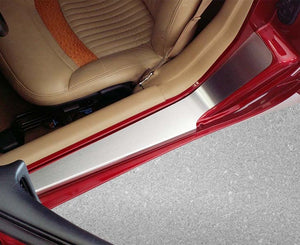 1997-2004 C5/Z06 CORVETTE - OUTER DOOR SILLS NO RIB STYLE 2PC | BRUSHED STAINLESS STEEL