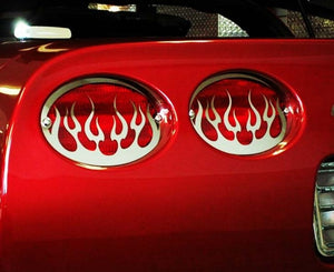 1997-2004 C5/Z06 CORVETTE - TAILLIGHT GRILLES FLAME STYLE 4PC | POLISHED STAINLESS STEEL