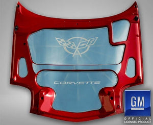 1997-2004 C5Z06 CORVETTE - C5 HOOD PANEL INSERTS 5PC  POLISHED STAINLESS STEEL  C5Z06 PLAIN & POLISHED HOOD PANEL