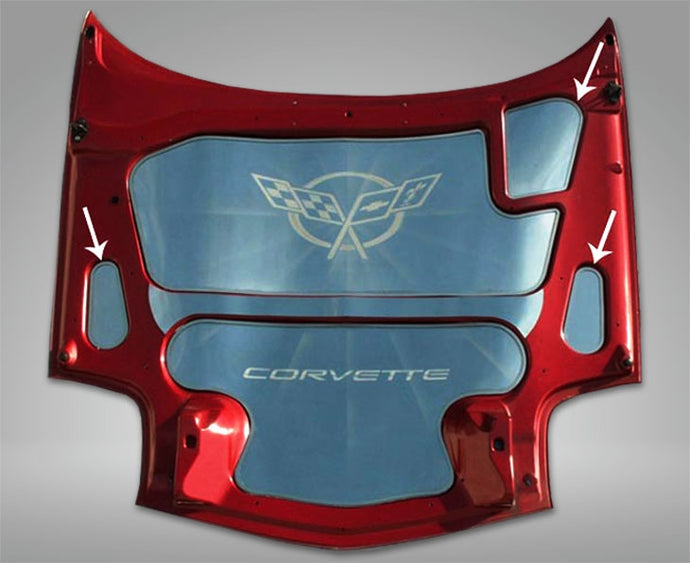 1997-2004 C5/Z06 CORVETTE - HOOD ACCENT 3PC | POLISHED STAINLESS STEEL