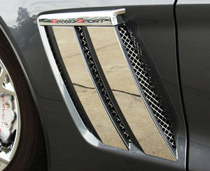 2010-2013 GRAND SPORT CORVETTE - FENDER TRIM PLATES 4PC  POLISHED STAINLESS STEEL