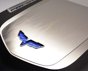 2009-2013 CORVETTE ZR1 ONLY - CUSTOM FLAME ETCHED ENGINE SHROUD COVER 2PC | STAINLESS STEEL