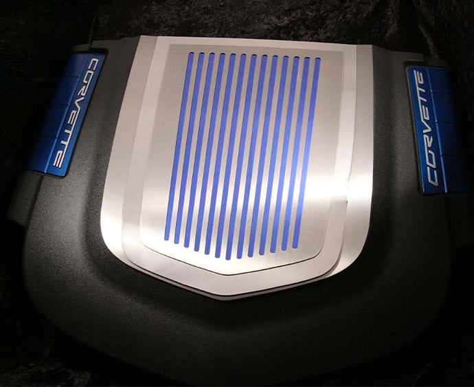 2009-2013 CORVETTE ZR1 ONLY - ENGINE SHROUD COVER RIBBED STYLE 2PC | POLISHED STAINLESS STEEL