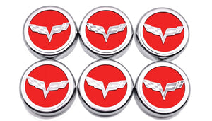 2005-2013 C6 CORVETTE - CROSSED FLAG FLUID CAP COVERS 6PC MANUAL TRANSMISSION | CHOOSE COLOR