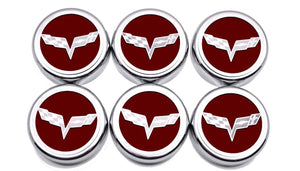 2005-2013 C6 CORVETTE - CROSSED FLAG FLUID CAP COVERS 6PC MANUAL TRANSMISSION | CHOOSE COLOR