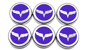 2005-2013 C6 CORVETTE - CROSSED FLAG FLUID CAP COVERS 6PC MANUAL TRANSMISSION | CHOOSE COLOR