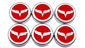 2005-2013 C6 CORVETTE - CROSSED FLAG FLUID CAP COVERS 6PC MANUAL TRANSMISSION | CHOOSE COLOR