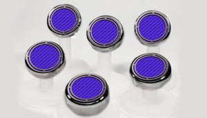 1997-2013 C5/C6 CORVETTE - SLOTTED STYLE ENGINE FLUID CAP COVERS 6PC MAN.TRANS. | CHOOSE INLAY COLOR