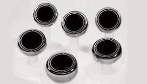 1997-2013 C5/C6 CORVETTE - SLOTTED STYLE ENGINE FLUID CAP COVERS 6PC MAN.TRANS. | CHOOSE INLAY COLOR