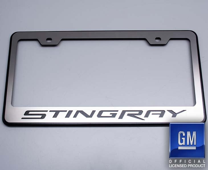 2014-2019 C7 CORVETTE - LICENSE PLATE FRAME STINGRAY BLACK LETTERING ...