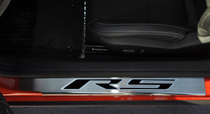 2010-2015 CAMARO RS - OUTER DOOR SILLS WITH 'RS' INLAY 2PC | STAINLESS STEEL, CHOOSE INLAY COLOR