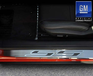 2010-2015 CAMARO SS - OUTER DOOR SILLS WITH 'SS' INLAY 2PC | STAINLESS STEEL, CHOOSE INLAY COLOR