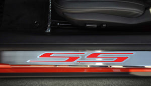 2010-2015 CAMARO SS - OUTER DOOR SILLS WITH 'SS' INLAY 2PC | STAINLESS STEEL, CHOOSE INLAY COLOR