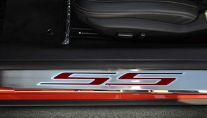 2010-2015 CAMARO SS - OUTER DOOR SILLS WITH 'SS' INLAY 2PC | STAINLESS STEEL, CHOOSE INLAY COLOR