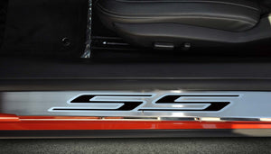 2010-2015 CAMARO SS - OUTER DOOR SILLS WITH 'SS' INLAY 2PC | STAINLESS STEEL, CHOOSE INLAY COLOR