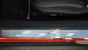 2010-2015 CAMARO SS - OUTER DOOR SILLS WITH 'SS' INLAY 2PC | STAINLESS STEEL, CHOOSE INLAY COLOR