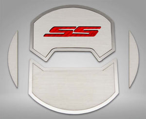 2010-2015 CAMARO SS - ROUND A/C VENT DUCT COVERS DELUXE 'SS' 8PC | BRUSHED STAINLESS, CHOOSE INLAY COLOR