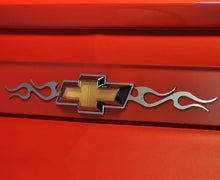 Load image into Gallery viewer, 2010-2013 CAMARO - TRIBAL FLAME REAR CHEVROLET EMBLEM TRIM | POLISHED STAINLESS STEEL
