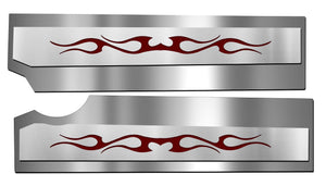 2010-2015 CAMARO SS - FUEL RAIL COVERS TRIBAL FLAME STYLE 2PC | POLISHED STAINLESS STEEL, CHOOSE INLAY COLOR