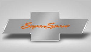 2010-2015 CAMARO SS - HOOD BADGE W/SUPER SPORT EMBLEM FOR FACTORY PAD | STAINLESS, CHOOSE INLAY COLOR