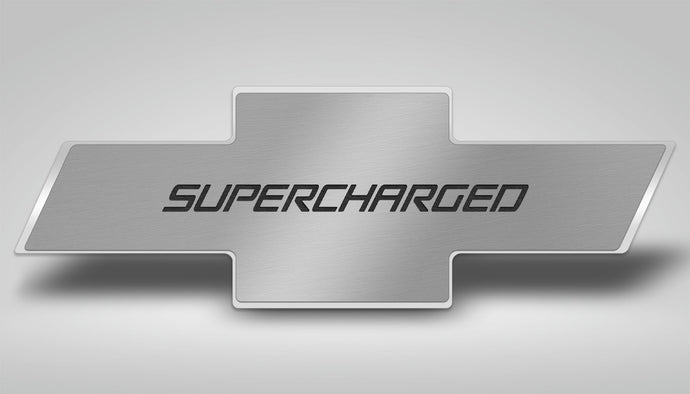 2010-2015 CAMARO - HOOD BADGE SUPERCHARGED STYLE FOR FACTORY PAD | STAINLESS STEEL, CHOOSE COLOR